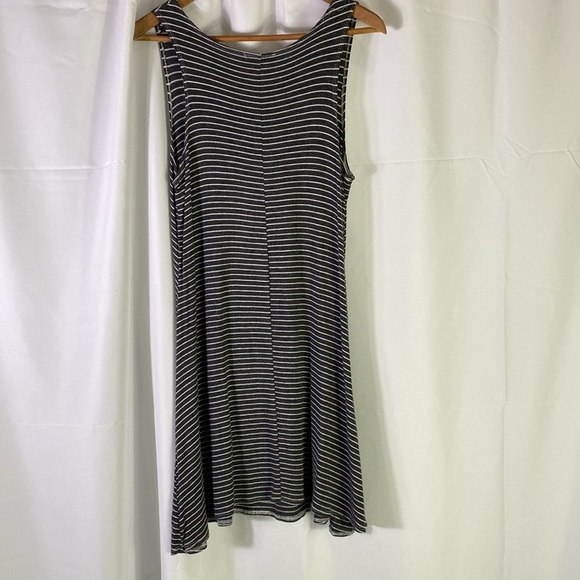 Olivia Rae sleeveless tank dress, lightweight flowy, dark grey and white stripe. - Picture 3 of 4